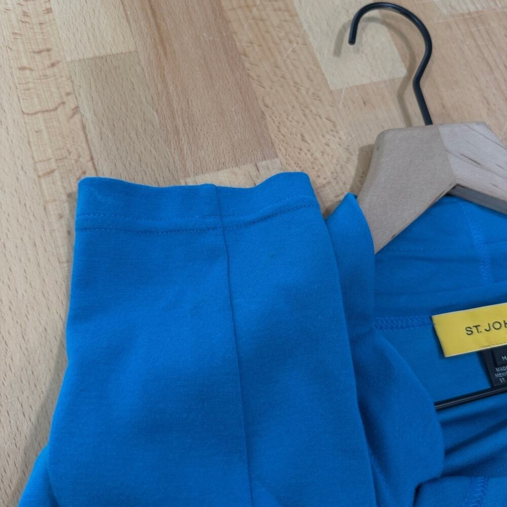 St. John Yellow Label Casual Jersey Knit Jacket in Turquoise Blue size Medium - Picture 7 of 7